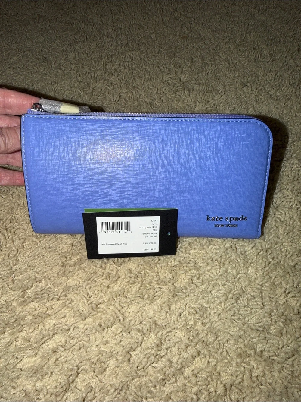 kate spade deep periwinkle zip-around wallet